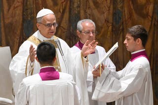 Pope Leo delivering his homily